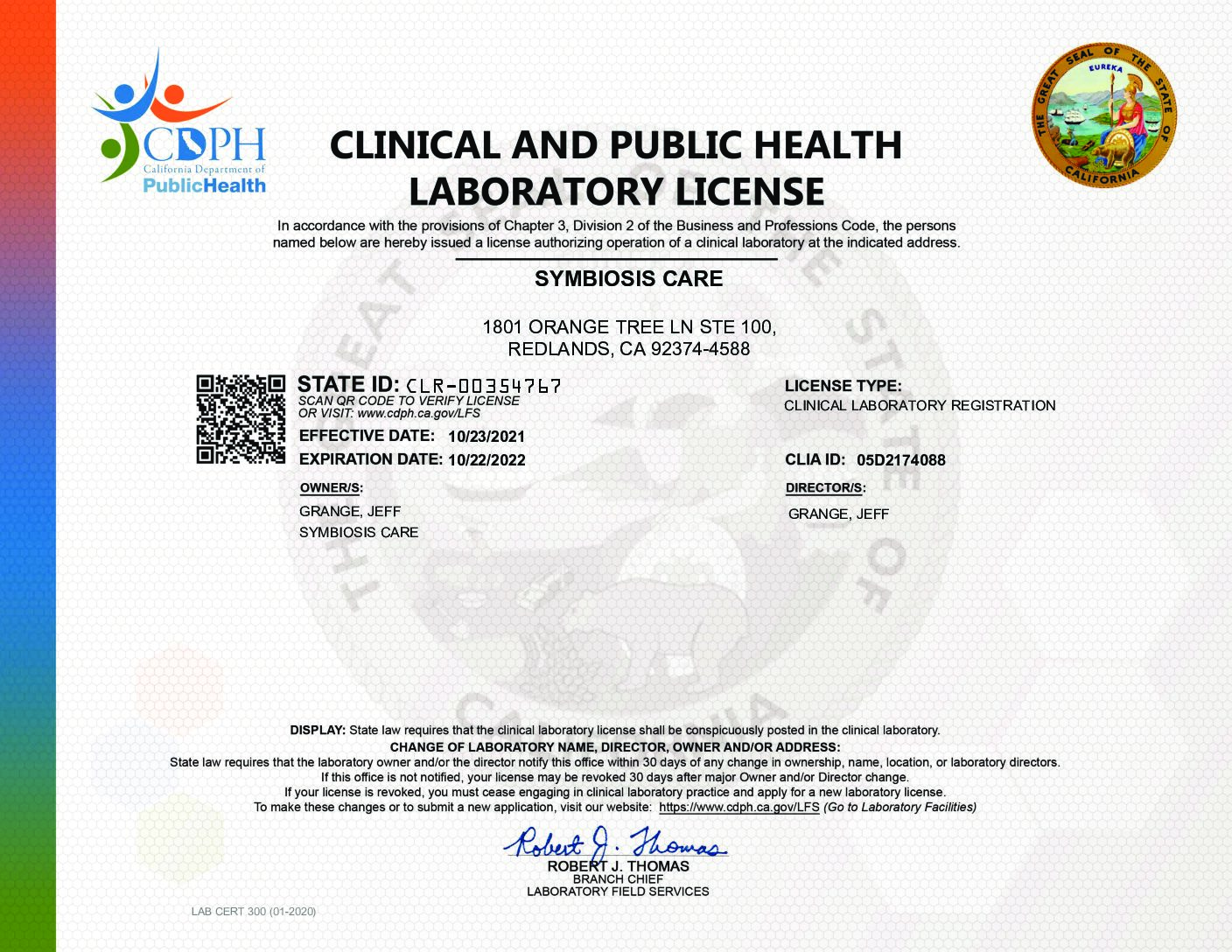 CLIA License for Symbiosis